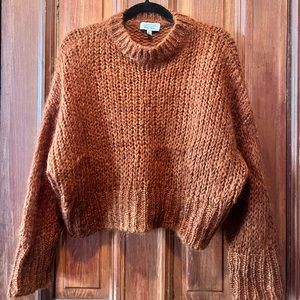 Cropped Woven Oversized Sweater